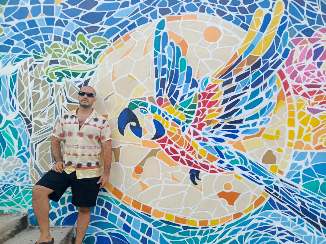 Original Art: Papagayo Mosaico Mural by Kendall Kech Valverde Playa Hermosa Guanacaste Costa Rica