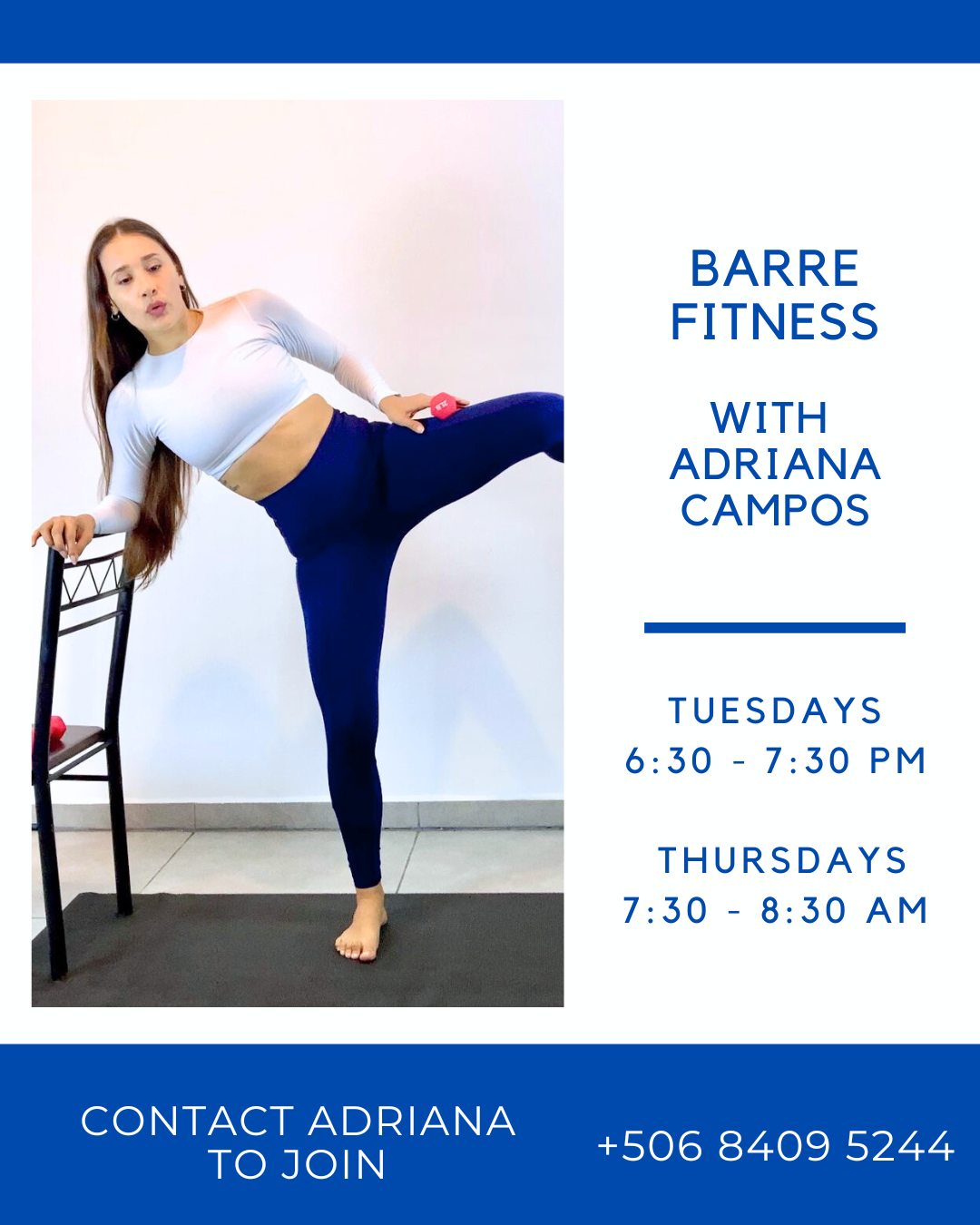 Barre Fittness class with Adriana Campos Playas del Coco Costa Rica