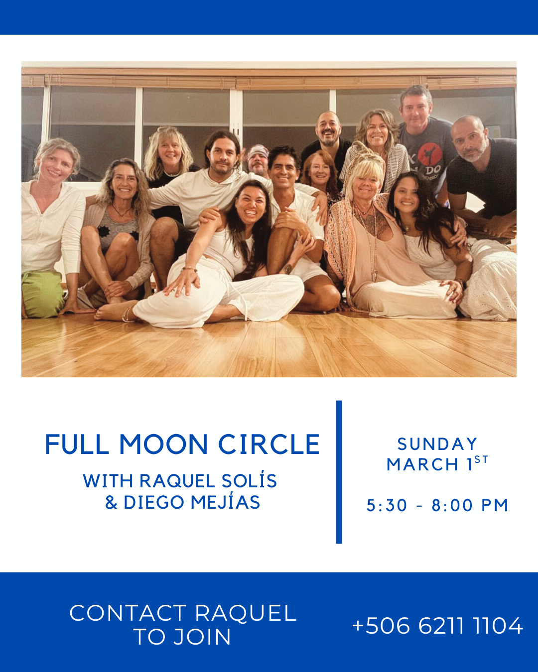 Full Moon Ceremony Community Circle Cacao Ritual Sound Healing Raquel Solis Diego Mejillas Playas del Coco Costa Rica