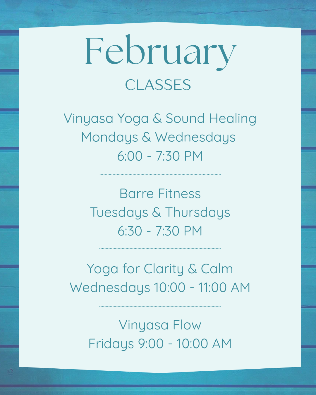 Yoga and Barre Fitness Class Schedule Playas del Coco Costa Rica