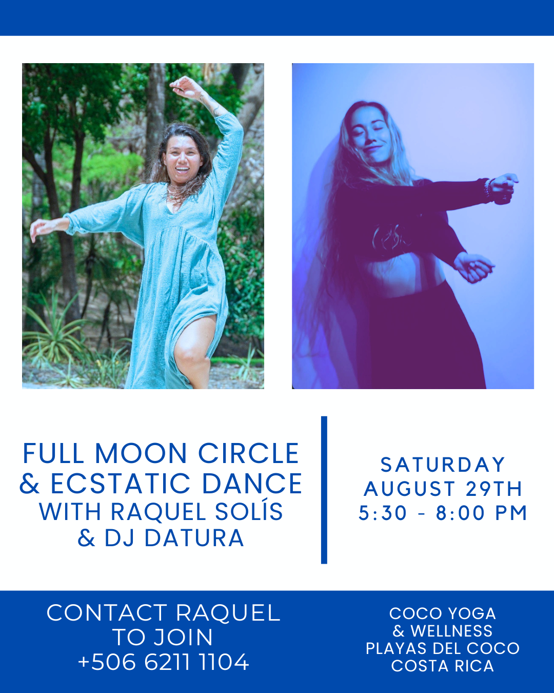 Full Moon Circle Cacao Ritual Ecstatic Dance Sound Bath with Raquel Solis and DJ Datura Playas del Coco Costa Rica