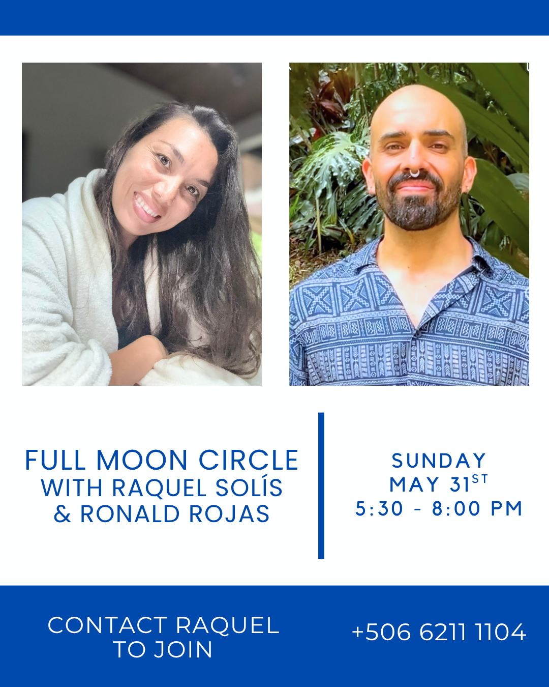 Full Moon Ceremony Community Circle Cacao Ritual Gong Sound Bath with Raquel Solis and Ronald Rojas Playas del Coco Costa Rica