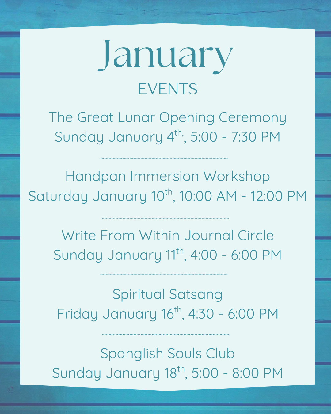 Wellness and Art Community Events schedule playas del Coco Costa Rica