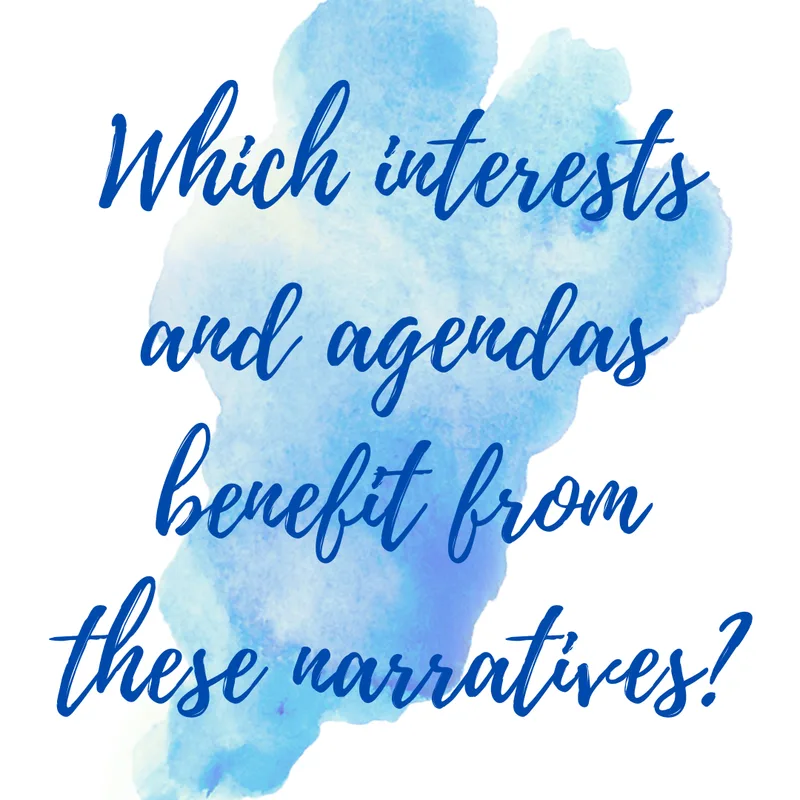 Which interests and agendas benefit from these narratives?  

Coco Yoga & Wellness