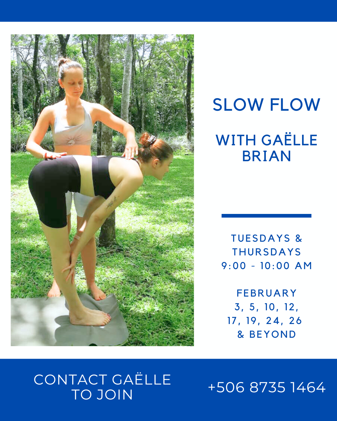 Slow Flow Vinyasa Yoga Pranayama Restorative with Gaelle Brian Playas del Coco Costa Rica