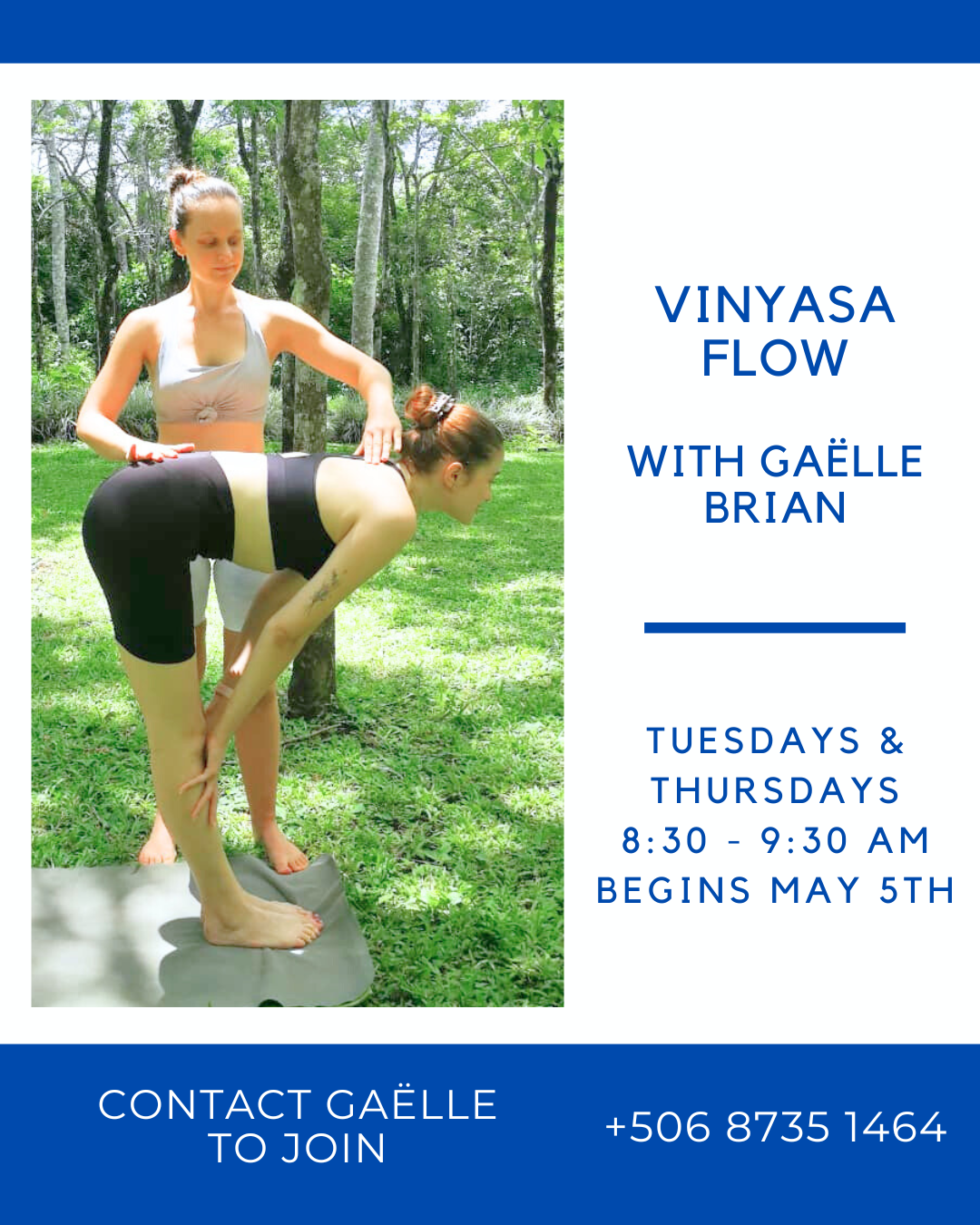 vinyasa flow yoga class with Gaelle Brian Playas del Coco Costa Rica