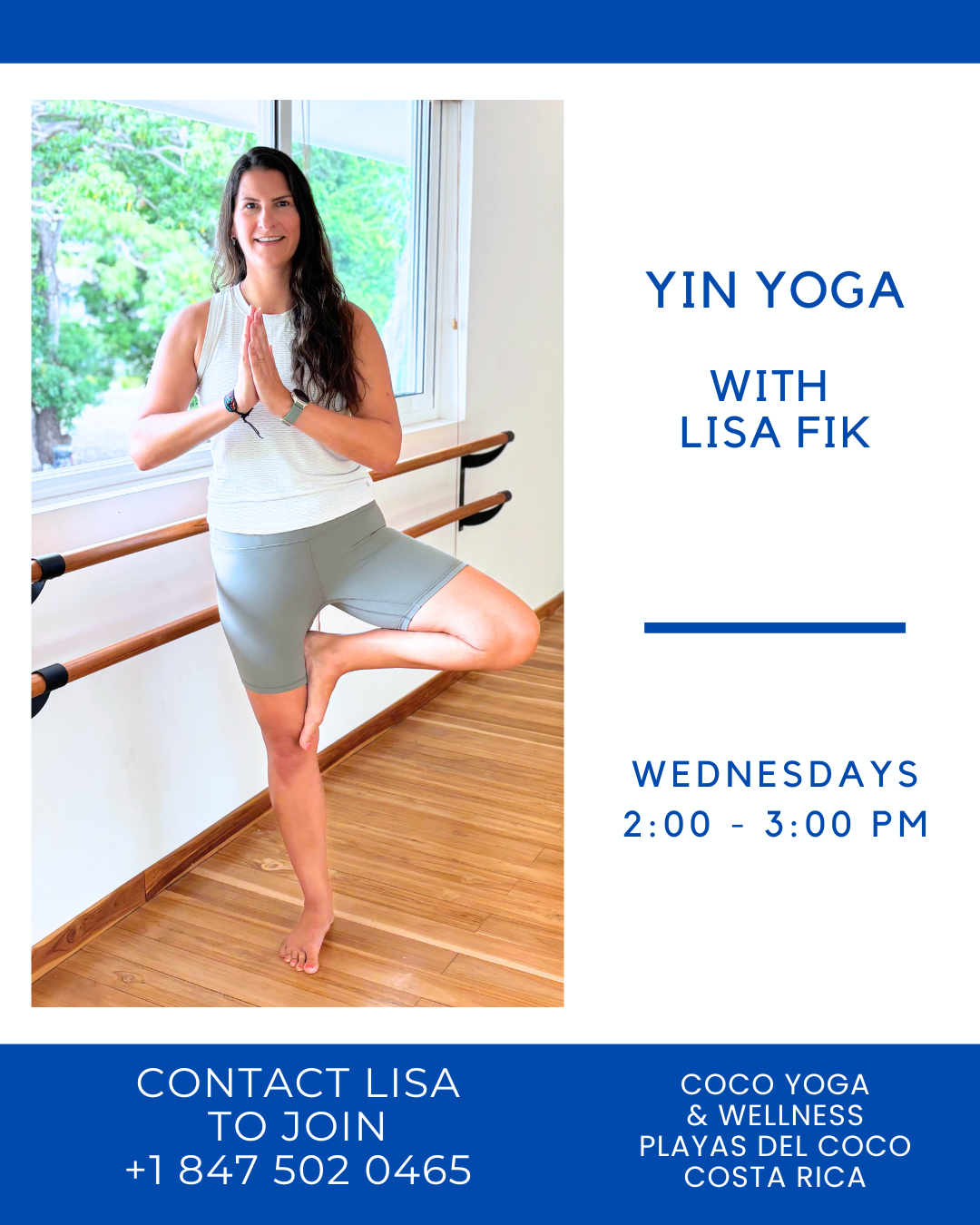 Yin Yoga with Lisa FIk all levels class Playas del Coco Costa Rica