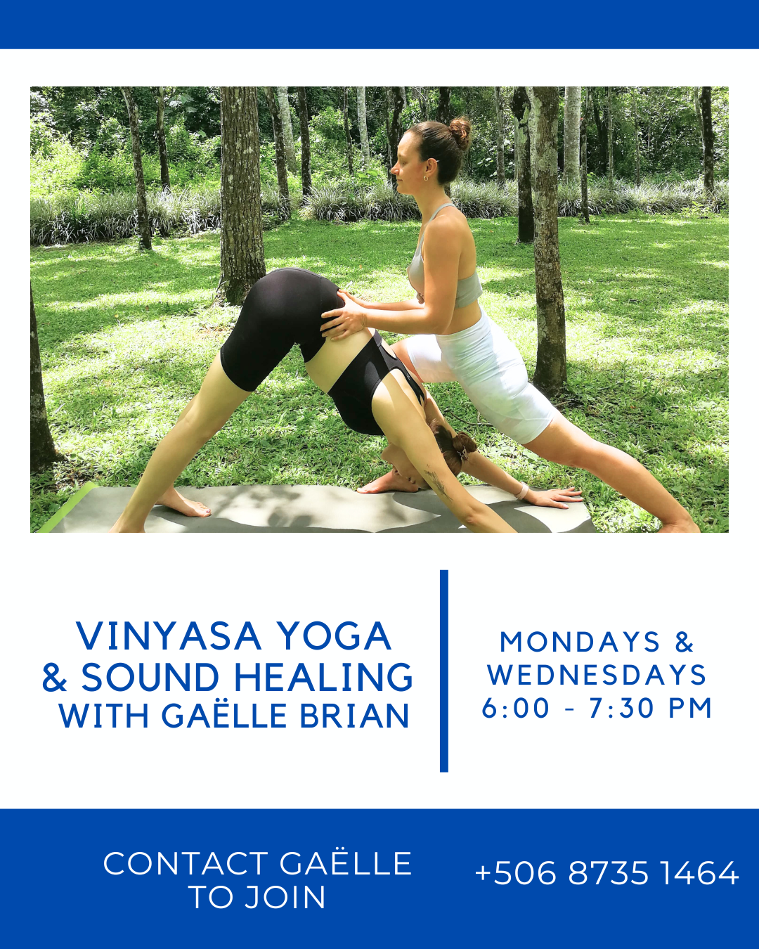 Vinyasa Yoga with Sound Healing Gaelle Brian Playas del Coco Costa Rica