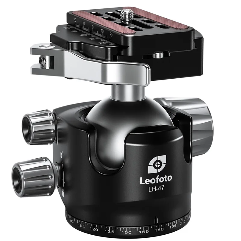 Leofoto LH-47LR 47mm Low Profile Ball Head with LR-60 Quick Release Lever Clamp and QP-70N Plate