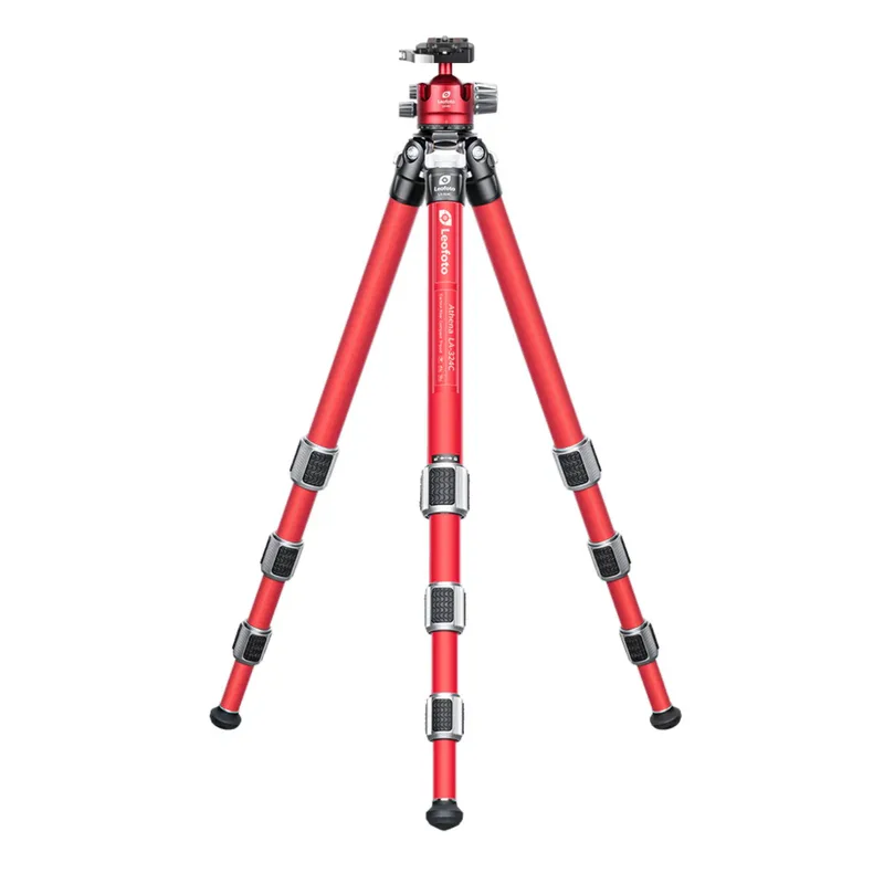 Leofoto LA-324C Athena Series 4 Section Water Resistant Carbon Fibre Tripod with Red LH-40LR (Lever Release) Ball Head