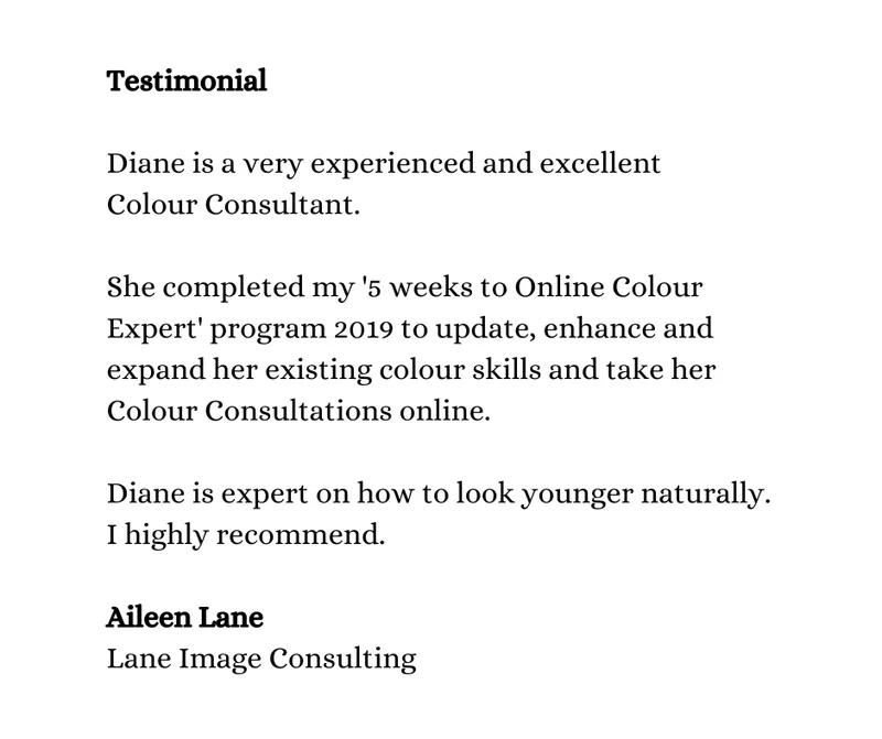 Colour Complements,  Testimonial from Colour Expert trainer  