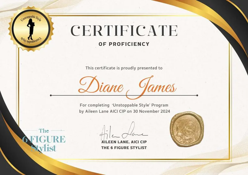 Diane James, Personal Styling certificate, Ramsgate.