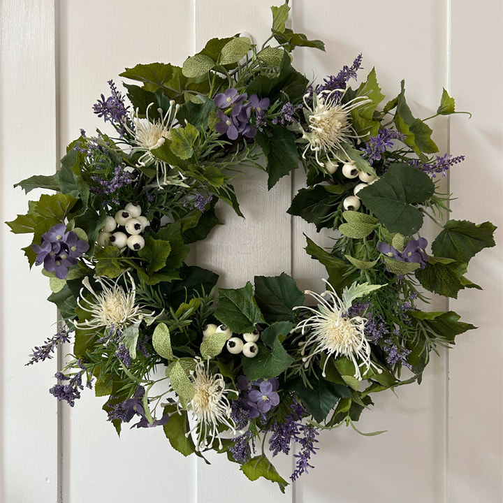 Purple and Cream Year Round wreath.