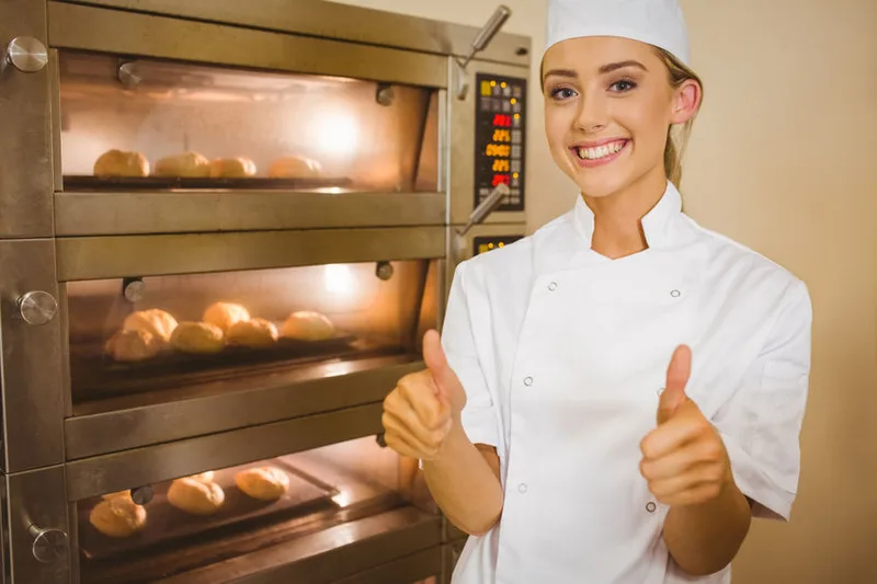 Happy Chef with commercial oven