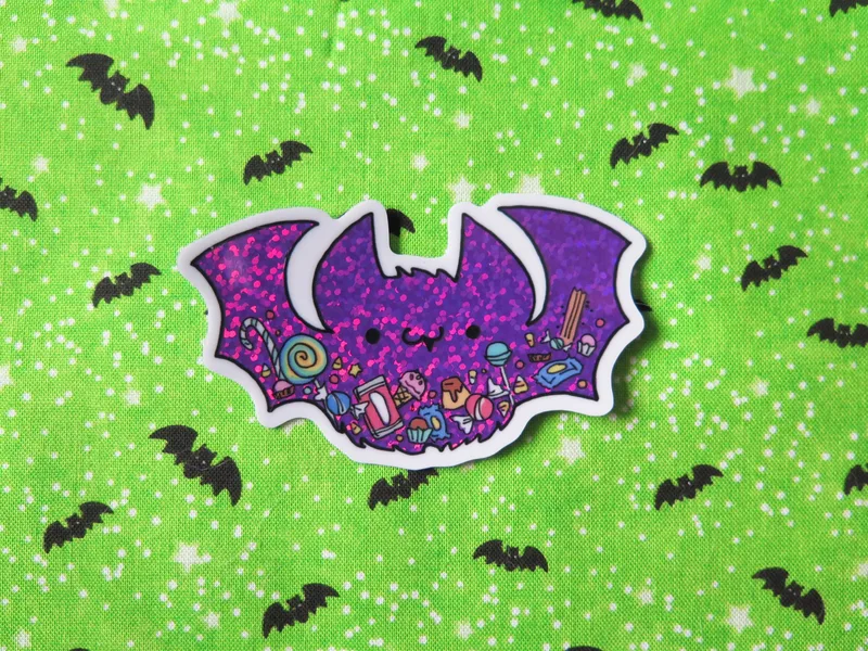 Candy Bat Holographic Glitter Sticker
