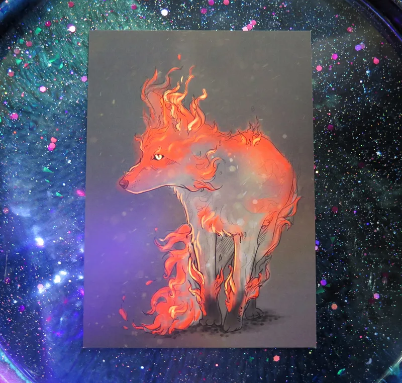 Flame fox 5x7