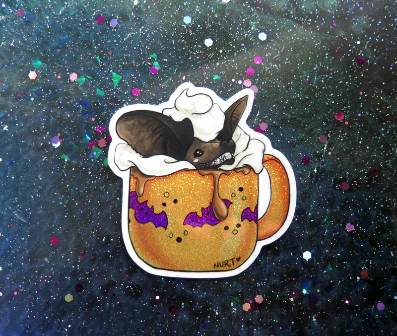 Batucchino Holographic Glitter Sticker