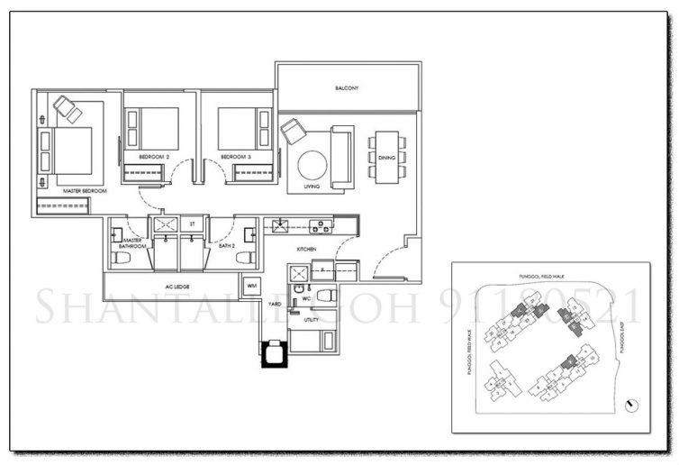 3 Bedroom Type B1 - Waterwoods EC