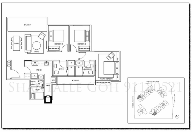 3 Bedroom Type B2 - Waterwoods EC