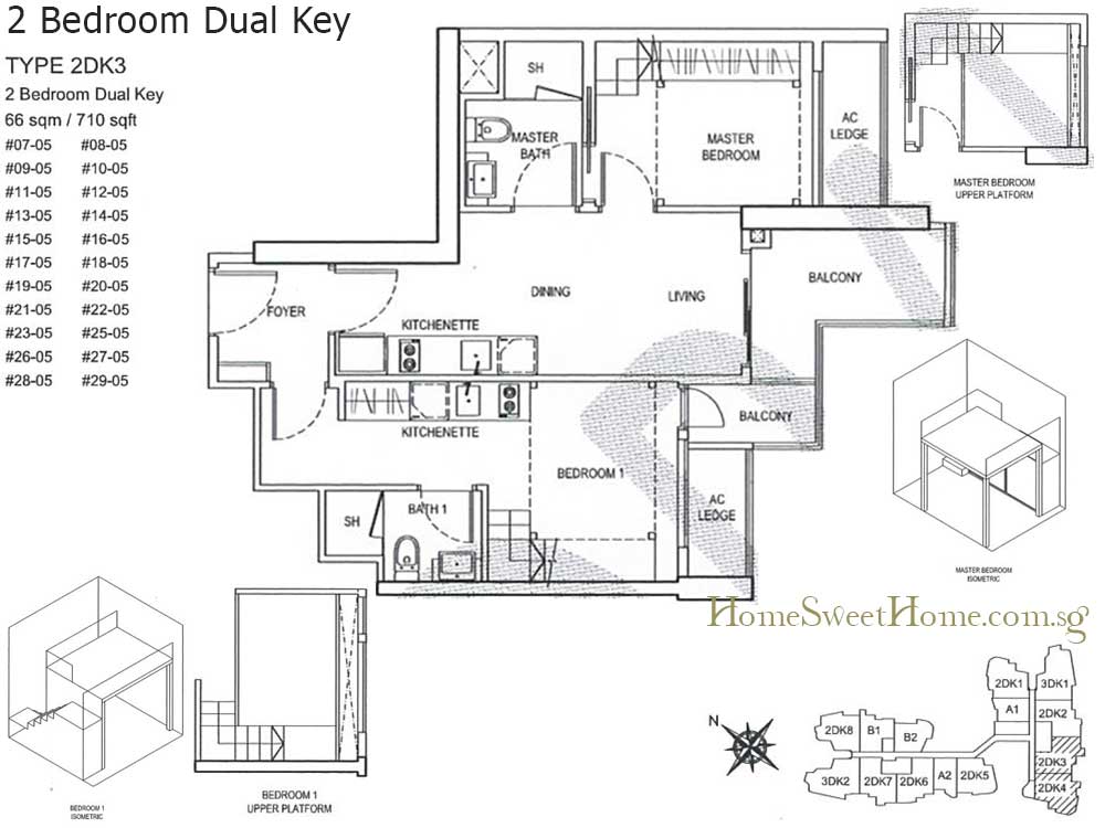 Singapore City Gate New Launch Floor Plans 2 Bed Dual Key 710 sqft