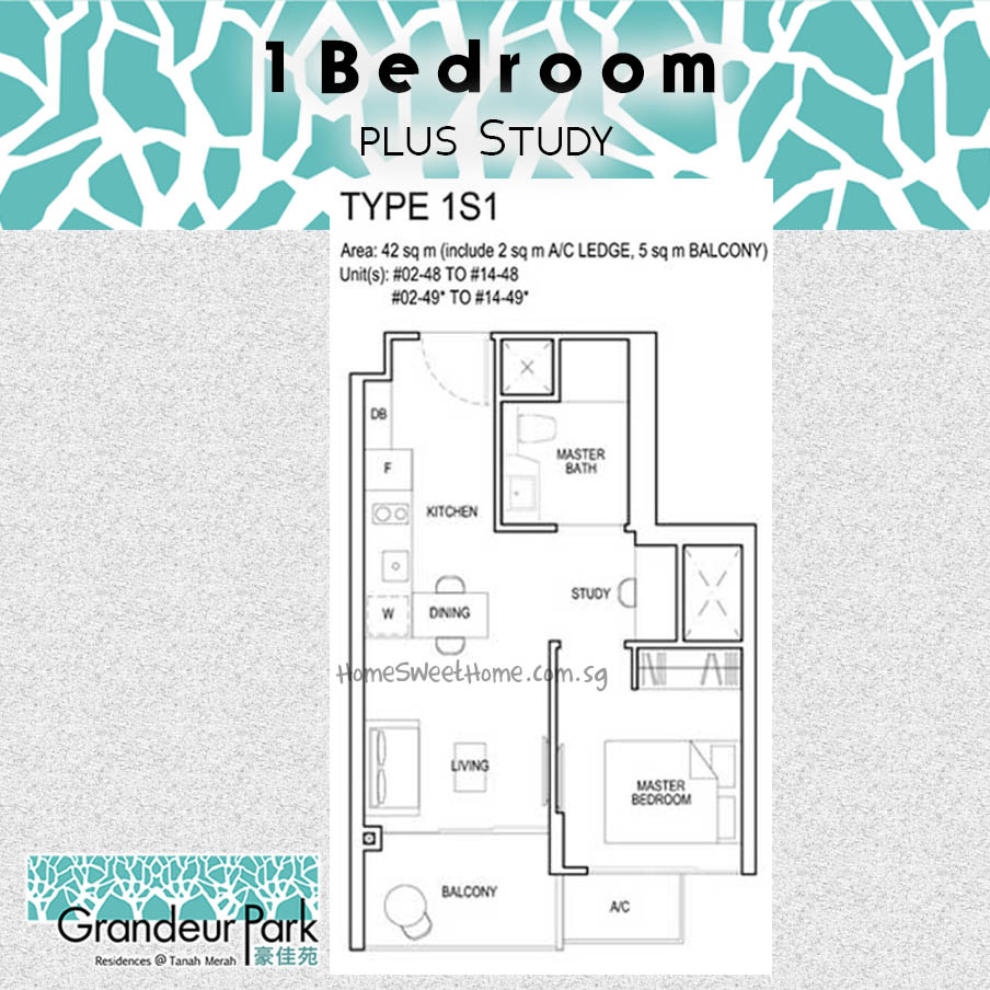 1 bedroom plus study 1s1