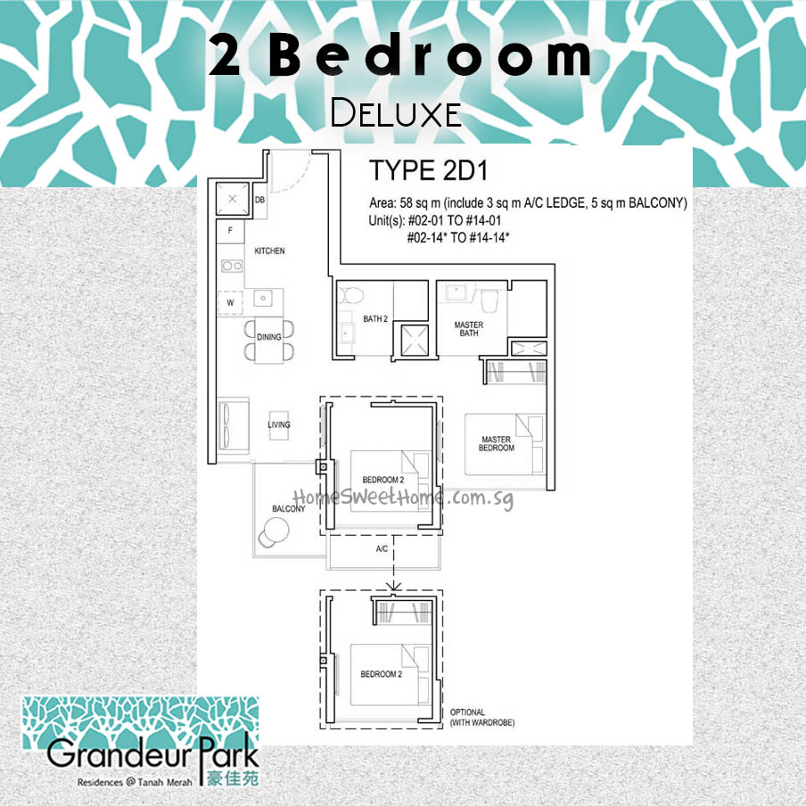 2 bedroom deluxe floorplans - Grandeur Park. 2D1