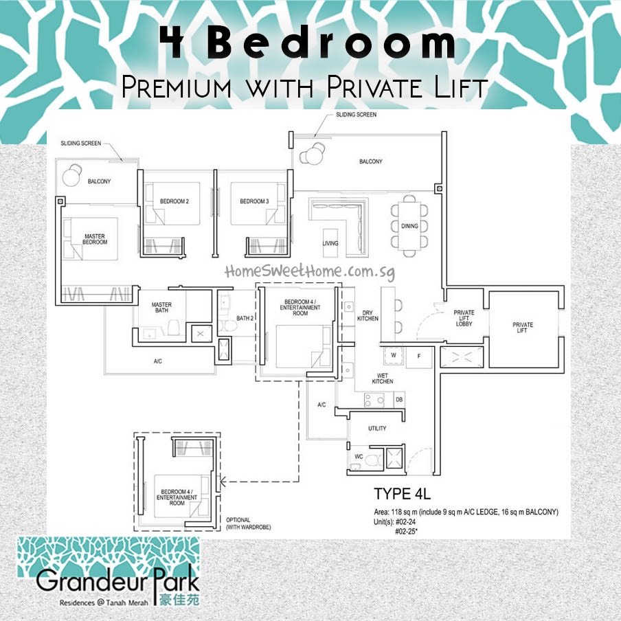 4 Bedroom Premium with Private Lift. Grandeur Park Residence Floor Plan