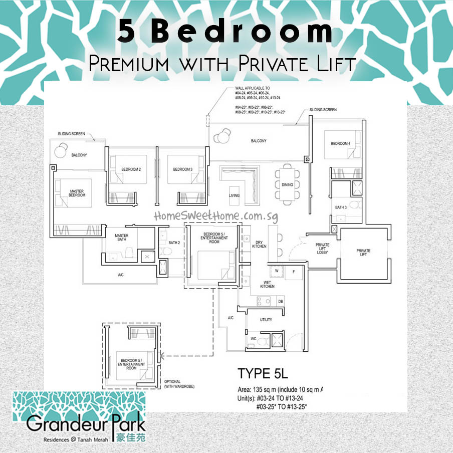 5 Bedroom Floor Plans Premium with Private Lift