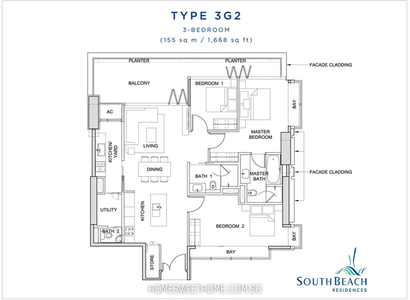 South-Beach-Residences-Floor-Plans-3-Bedroom-3G2