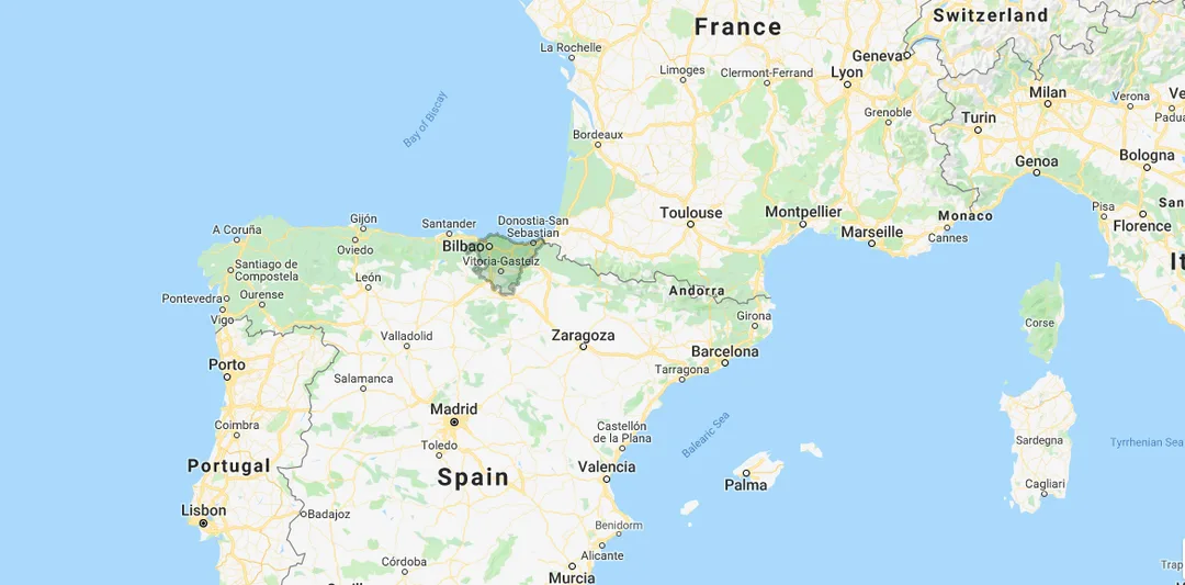 Map of Basque Country, Spain