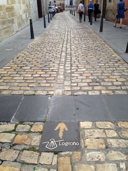 arrows indicate the Way of St. James in Logroño