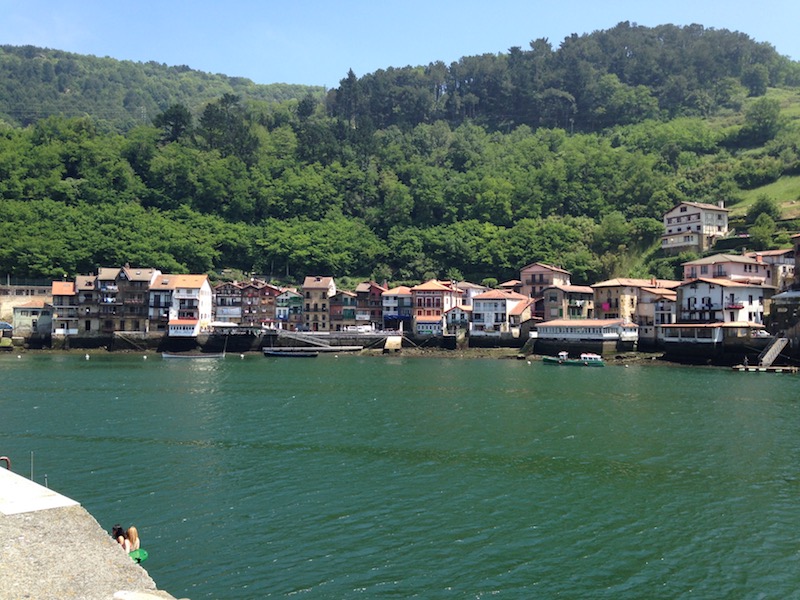 View of houses on the water in Pasajes San Juan