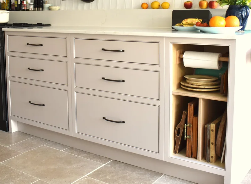Elegant 'Shaker' in frame kitchen with beaded frames, soft close drawers - Camden North London