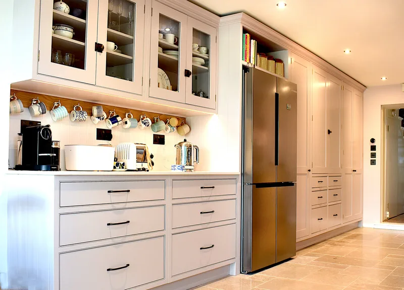 View of solid timber modern shaker kitchen North London