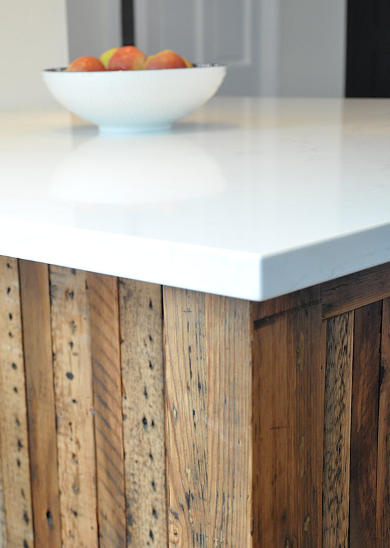 Reclaimed wood Hand painted shaker framed kitche in Barnet North London with reclaimed island 