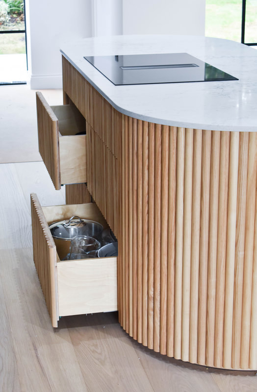 Fluted Ash kitchen island Epping Essex
