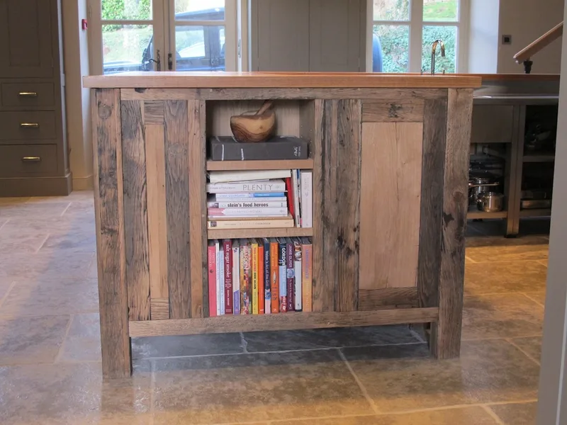 Reclaimed french oak kitchen island North London