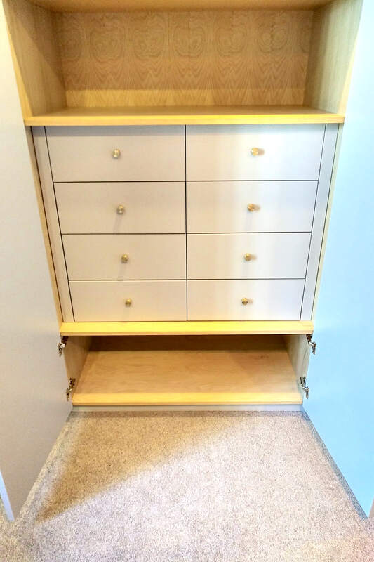 Interior drawers in contemporary wardrobe in North London