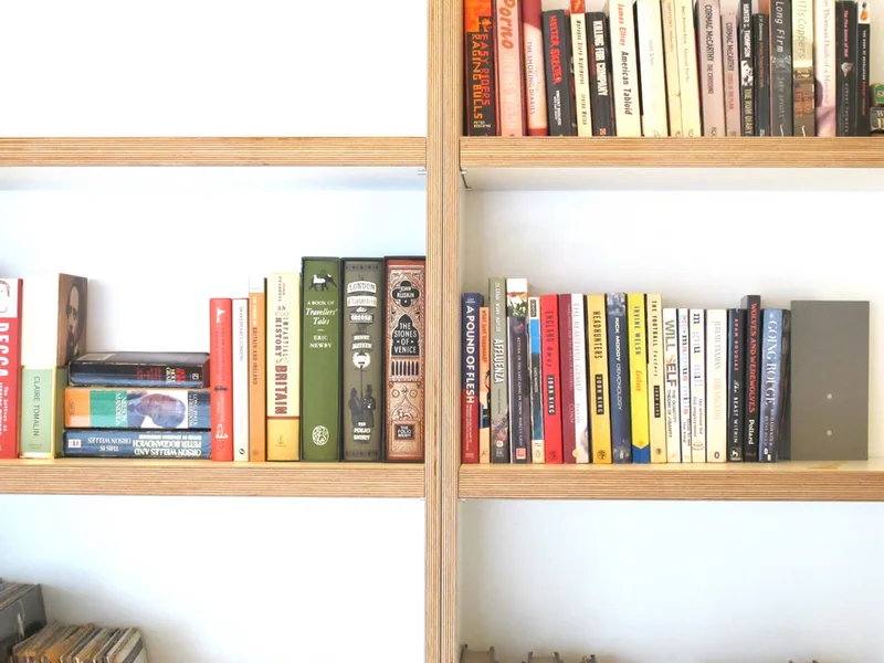 Bespoke shelving in contemporary studio living space Hastings East Sussex
