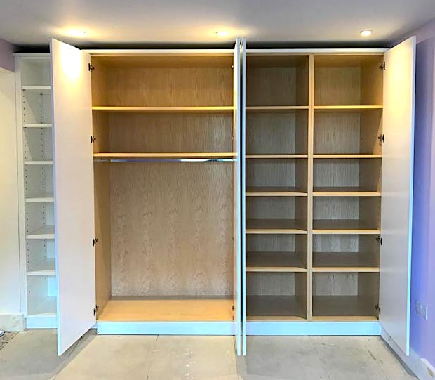 Interior drawers in contemporary wardrobe in North London