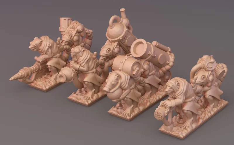 Ratmen Weapons Team Unit 10mm Scale
