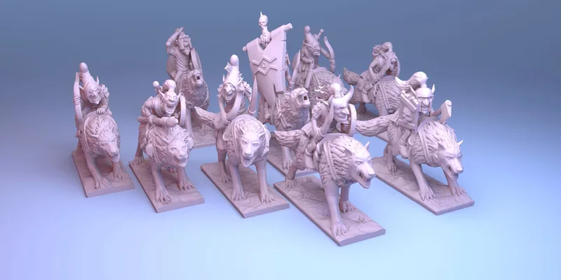 Goblin Wolf Rider unit in 10mm scale
