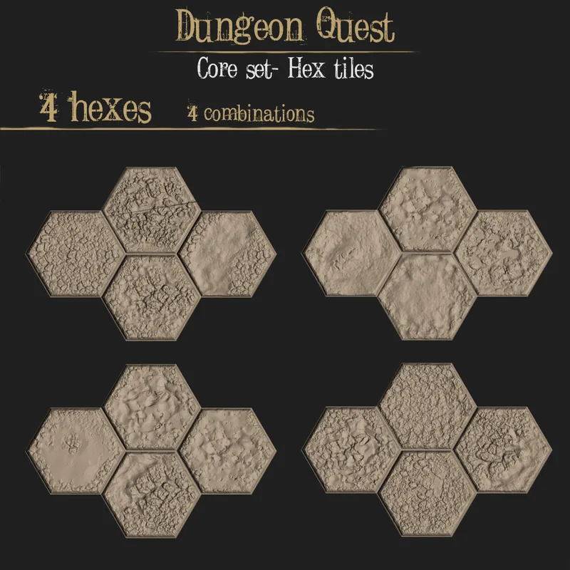 Hex Dungeon Tiles x4