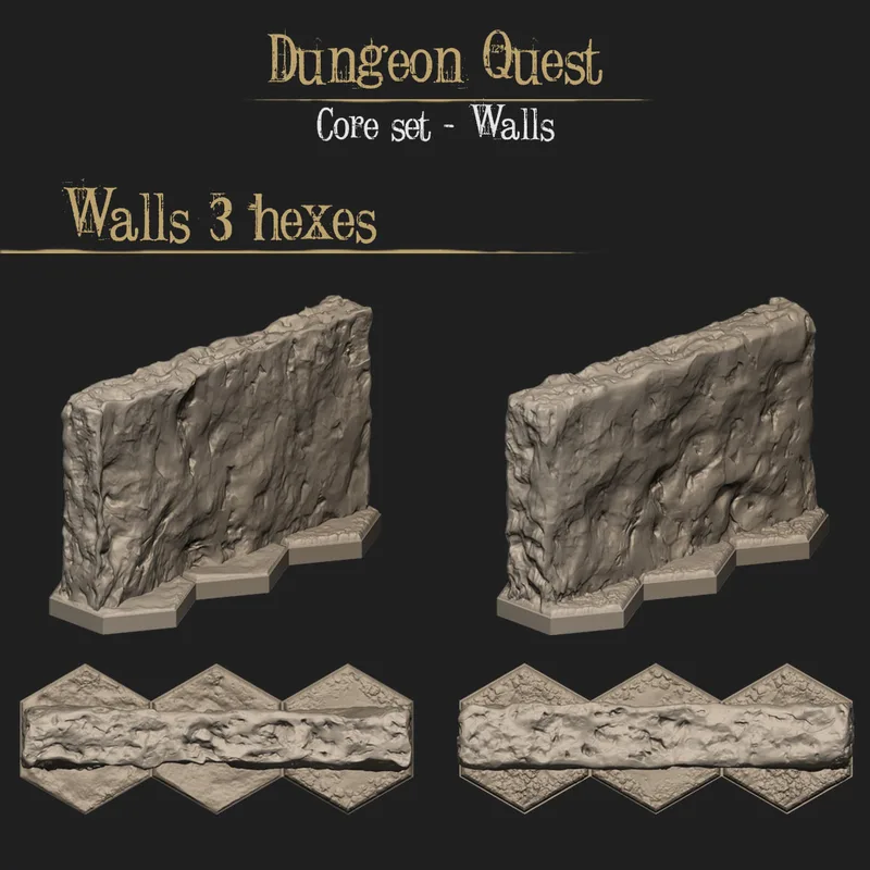 Hex Dungeon Wall Tiles Triple 2