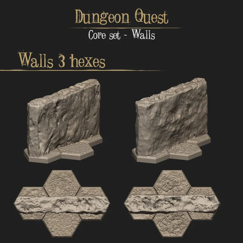 Hex Dungeon Wall Tiles x4