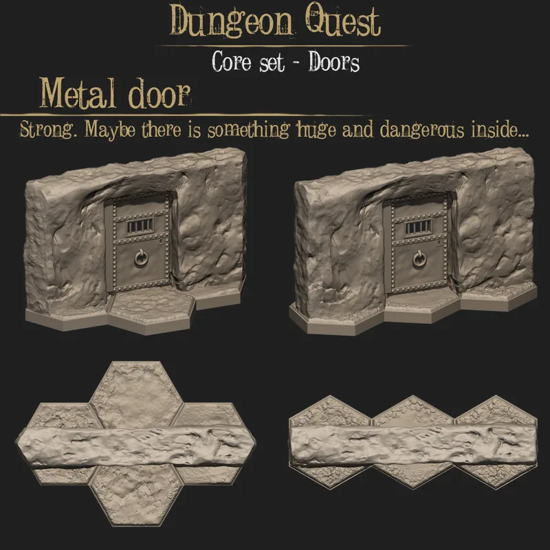 Hex Dungeon Wall Tiles + Metal Door
