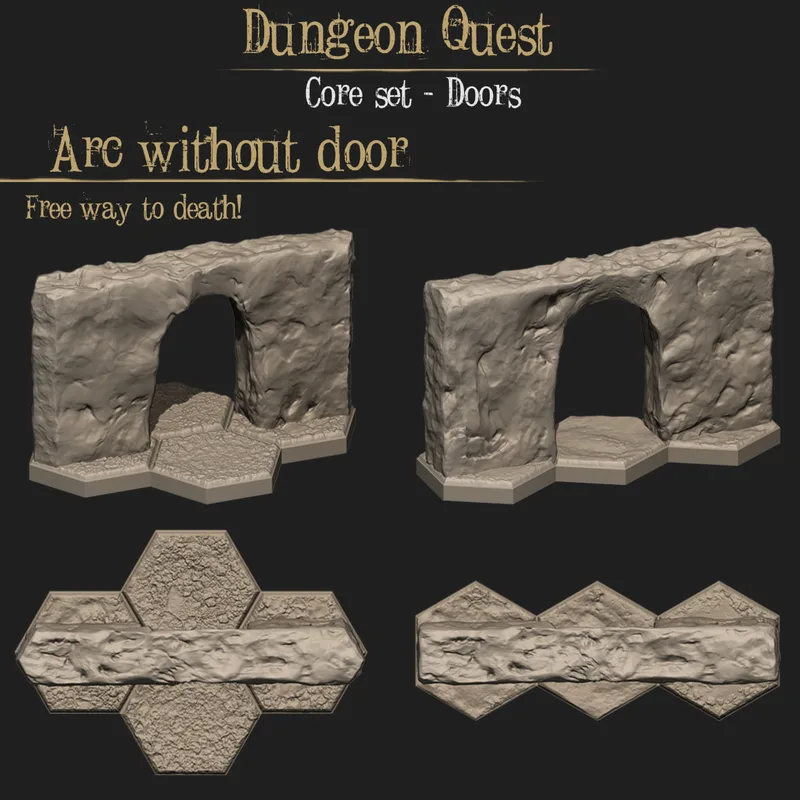 Hex Dungeon Wall Tiles + No Door