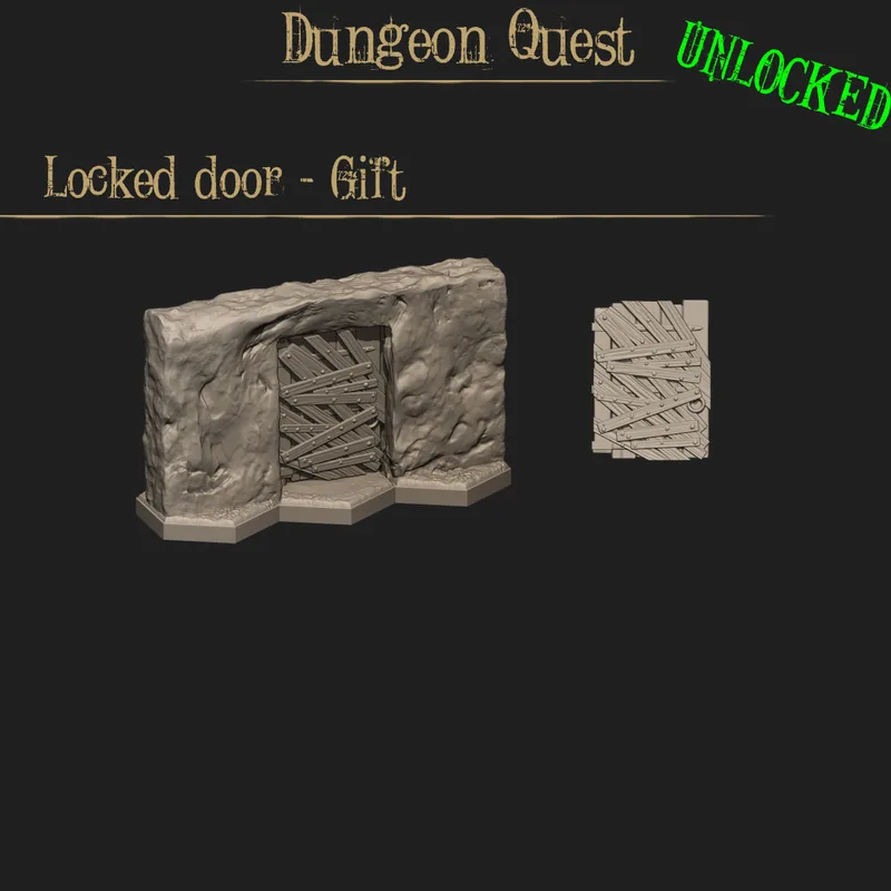 Hex Dungeon Wall Tiles + Locked Door