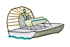 Airboat Stickman shows our stick figure piloting his craft on the water.  Plenty of space for passengers to take a trip round the swamps and shallow waterways.