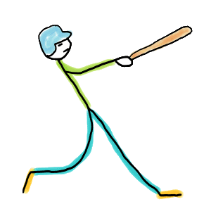 Baseball Stickman is a fun hand-drawn design showing our baseball player successfully sending the ball into orbit.